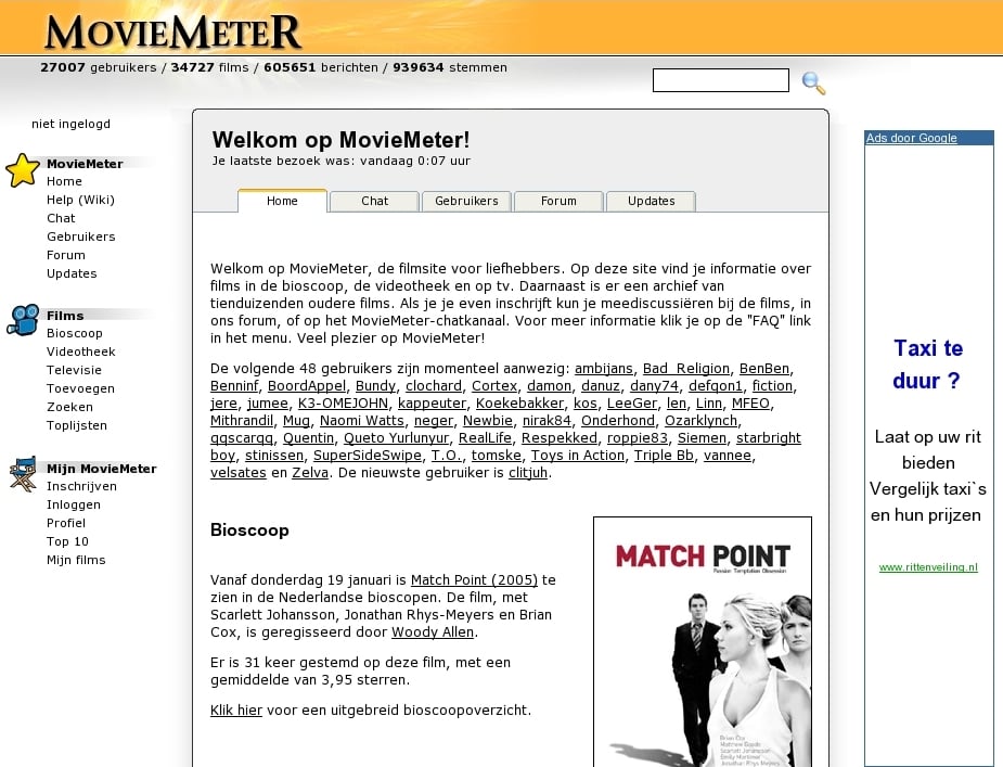 De welkomstpagina